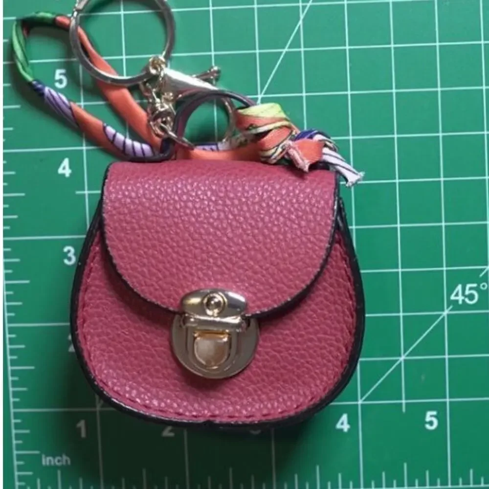 Bag Keychain Bag Charm Change Pouch Coin Purse Push Lock Clasp Red